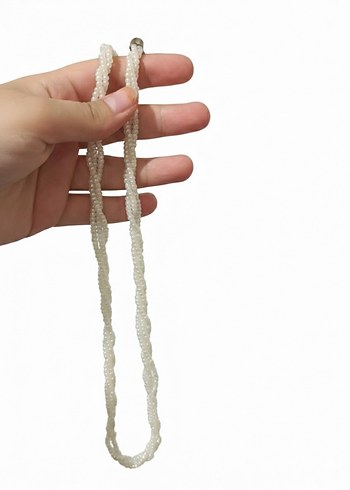 Uzun Beyaz Boncuklu Bohem Kolye ve bileklik - Görsel 2