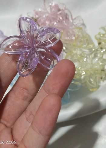 Şeffaf Pastel Renkli Çiçek Toka - Görsel 2