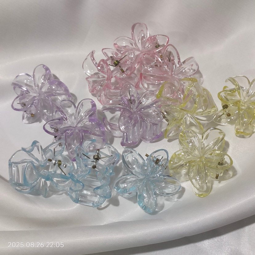 Şeffaf Pastel Renkli Çiçek Toka - Görsel 3