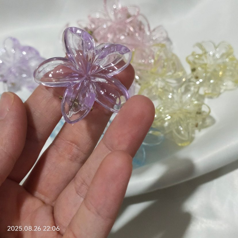 Şeffaf Pastel Renkli Çiçek Toka - Görsel 2