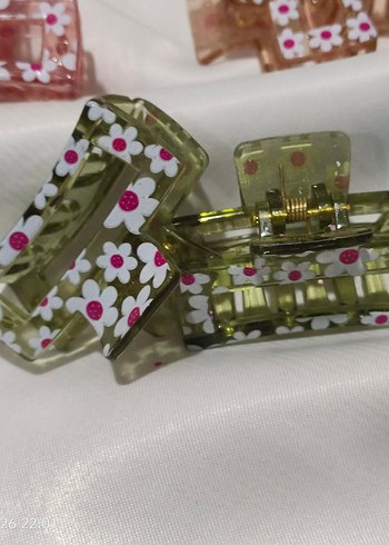 Çiçek Desenli Renkli seffaf toka - Görsel 4