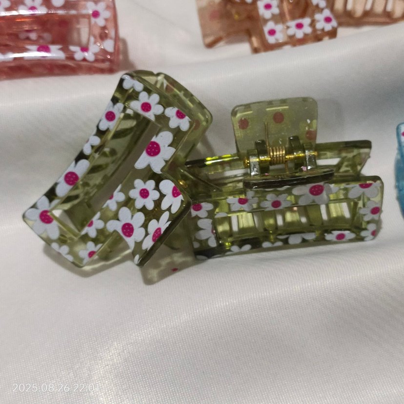 Çiçek Desenli Renkli seffaf toka - Görsel 4