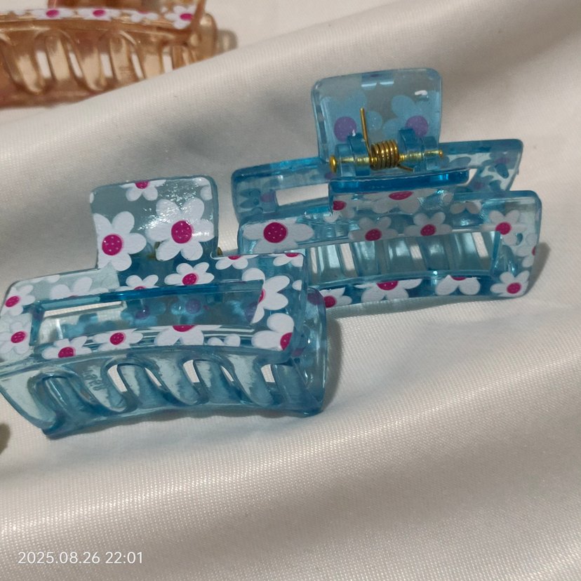 Çiçek Desenli Renkli seffaf toka - Görsel 2