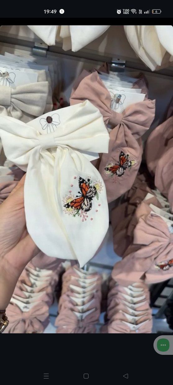 Beyaz Nakışlı Bohem Fiyonk Saç Tokası - Görsel 2