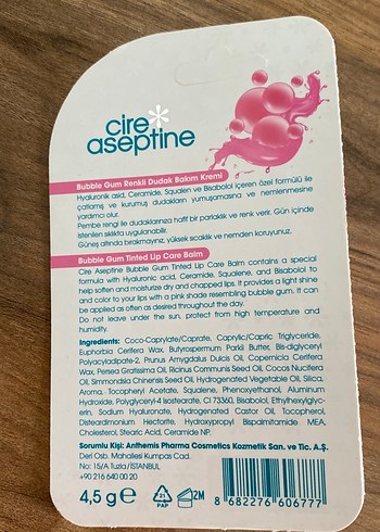 Cire Aseptine Bubble Gum Renkli Dudak Bakımı - Görsel 2