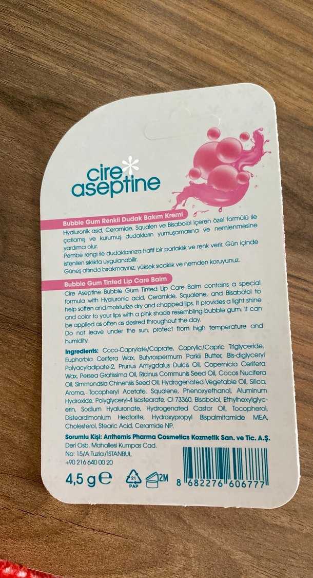 Cire Aseptine Bubble Gum Renkli Dudak Bakımı - Görsel 2