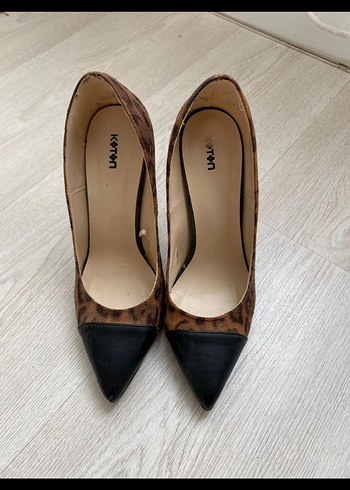 Kahverengi Leopar Desenli Süet Stiletto - Görsel 2