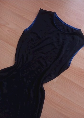 Lacivert Kolsuz Midi Triko Elbise - Görsel 2