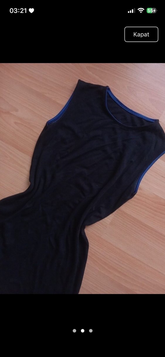 Lacivert Kolsuz Midi Triko Elbise - Görsel 2