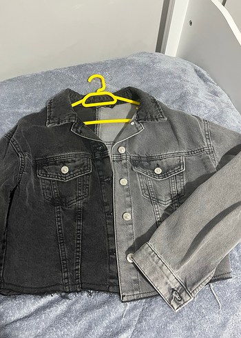 Düğmeli Gri Tie-Dye Denim Ceket