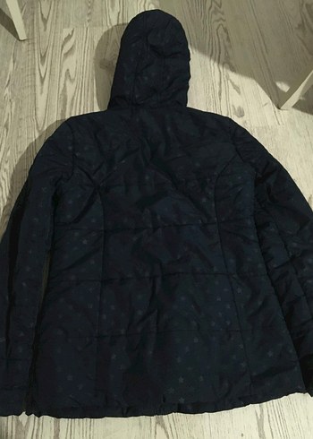 Fermuarlı Kapüşonlu Mavi Kız mont - Görsel 2