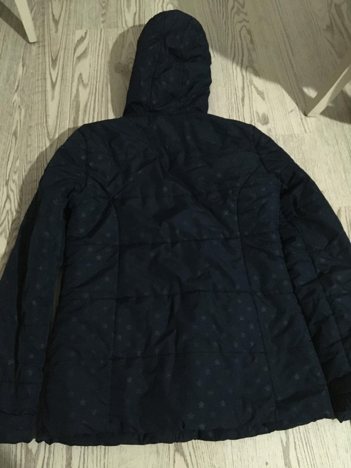 Fermuarlı Kapüşonlu Mavi Kız mont - Görsel 2