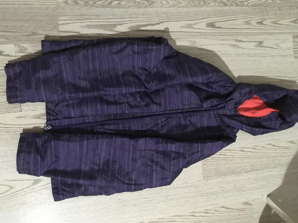 Çocuk Mor Kapüşonlu Fermuarlı kar montu - Görsel 2