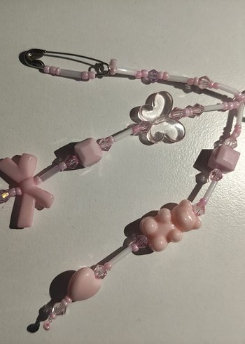 Pembe Boncuklu Kadın Anahtarlık,charm - Görsel 3