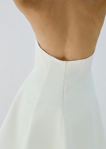 Zara Beyaz Halter Yaka Elbise