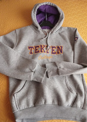 m Beden gri Renk Kapüşonlu Gri Kadın Sweatshirt TEKFEN Baskılı