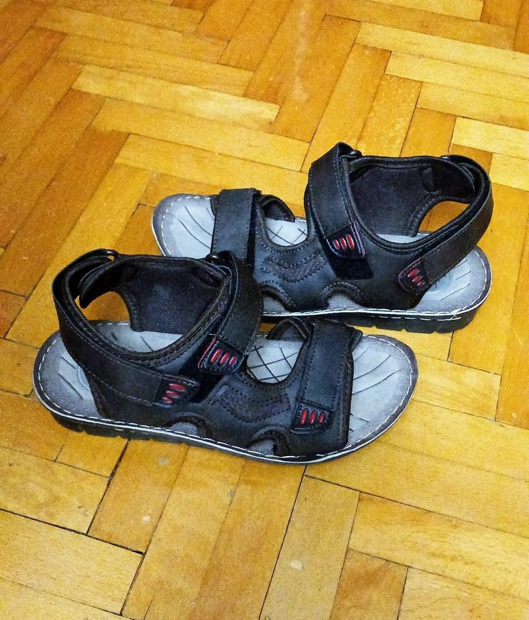 GEZER Erkek  Siyah Cırtlı Rahat Sandalet - Görsel 2