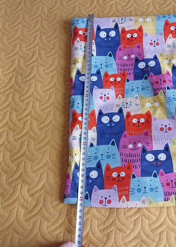 Çok Renkli Kedi Baskılı Kırlet Kılıfı - Görsel 6