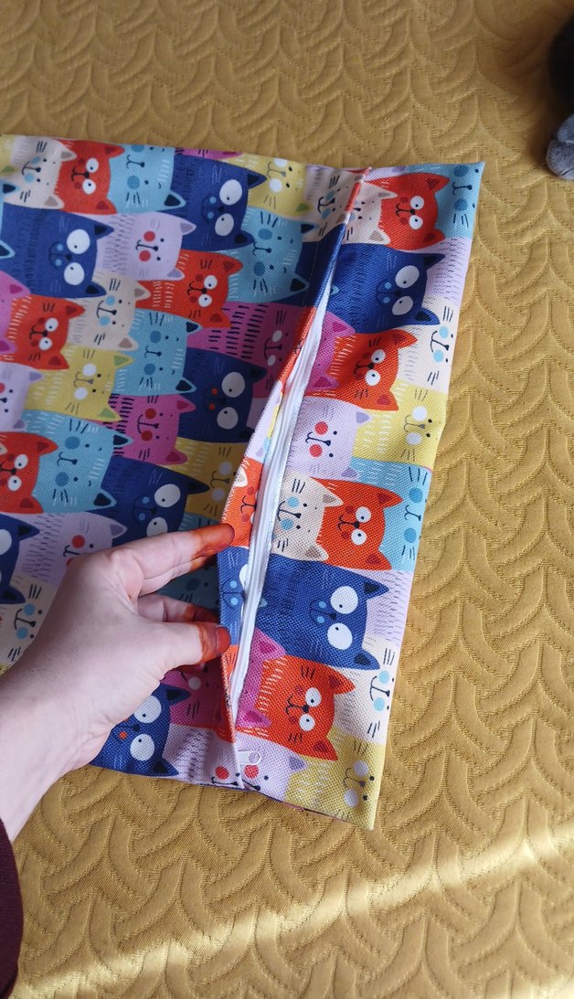 Çok Renkli Kedi Baskılı  Kırlet Kılıfı - Görsel 3