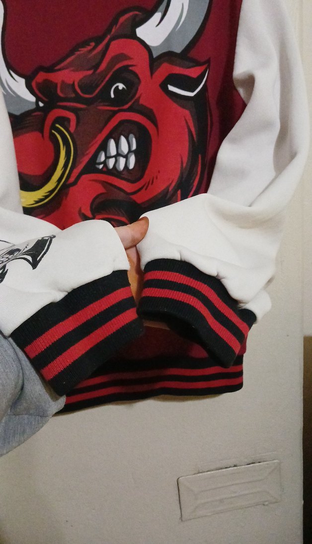 MAÇA BOĞALI KOLEC CEKET Bordo Beyaz Baskılı Kadın Spor Ceket - Görsel 3