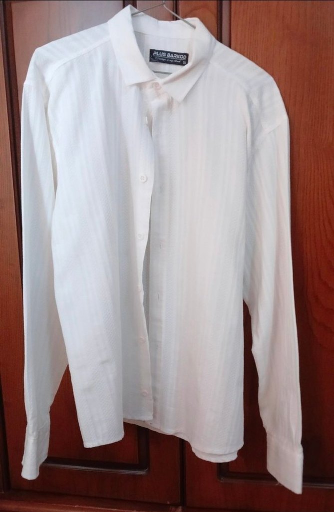 Düğmeli Beyaz Kısa Kollu Pamuklu Erkek Gömlek - Görsel 3