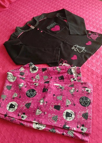 Pembe Baskılı Uzun Kollu Kadın Pijama Takımı - Görsel 8