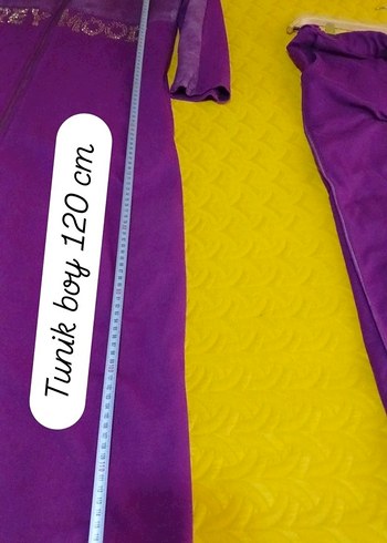 Uzun Mor Kadın Tunik ve Pantolon Takımı - Görsel 4