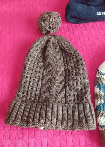 Kahverengi Örgü Kadın Bere CEFAKS Nakışlı - Görsel 9