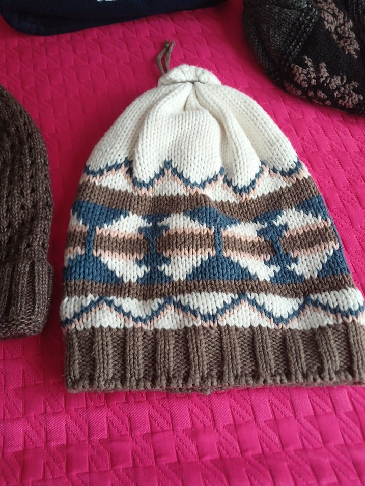 Kahverengi Örgü Kadın Bere CEFAKS Nakışlı - Görsel 2