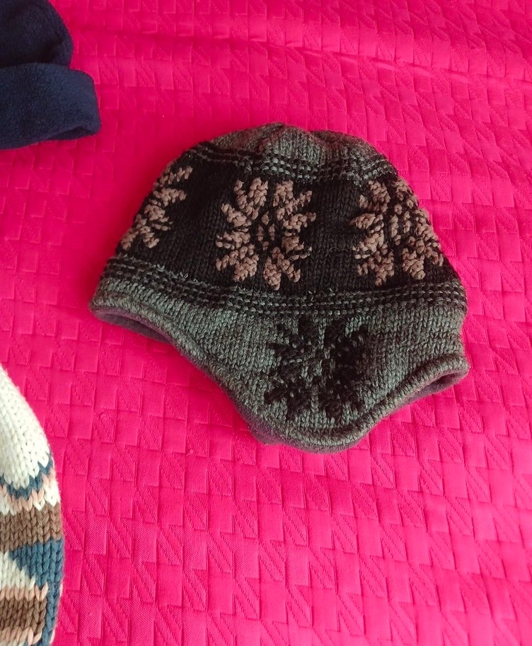 Kahverengi Örgü Kadın Bere CEFAKS Nakışlı - Görsel 5