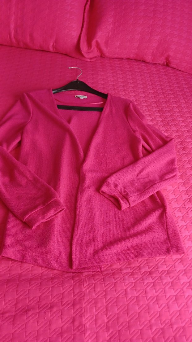 Pembe Kadın Salaş Midi Hırka - Görsel 3