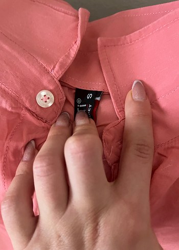 Düğmeli Pembe ince Kadın Gömlek - Görsel 2