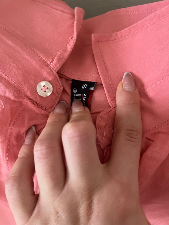 Düğmeli Pembe ince Kadın Gömlek - Görsel 2