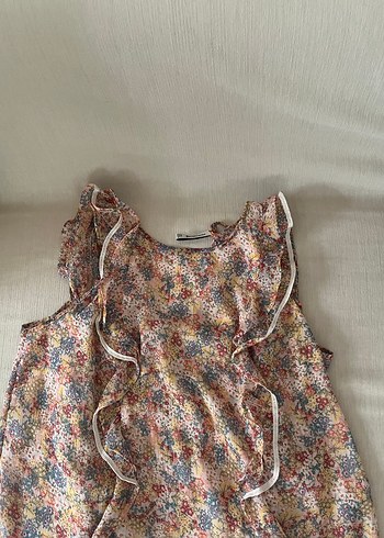 Bohem Çok Renkli V Yaka Fırfırlı Bluz - Görsel 4