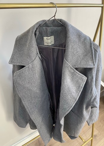 Gri Kısa Kadın Kaban - Görsel 2