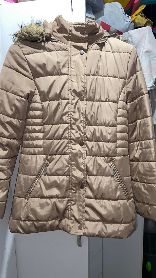 Bej Kadın Kürklü Kışlık Mont - Görsel 2