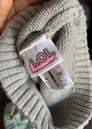 Gri İşlemeli Ponponlu Örgü Çocuk Bere - Görsel 4