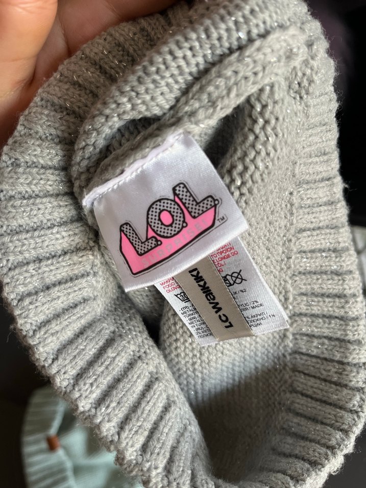 Gri İşlemeli Ponponlu Örgü Çocuk Bere - Görsel 4