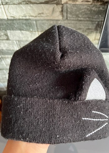 Kedi Desenli Gri Örgü Kadın Bere - Görsel 4