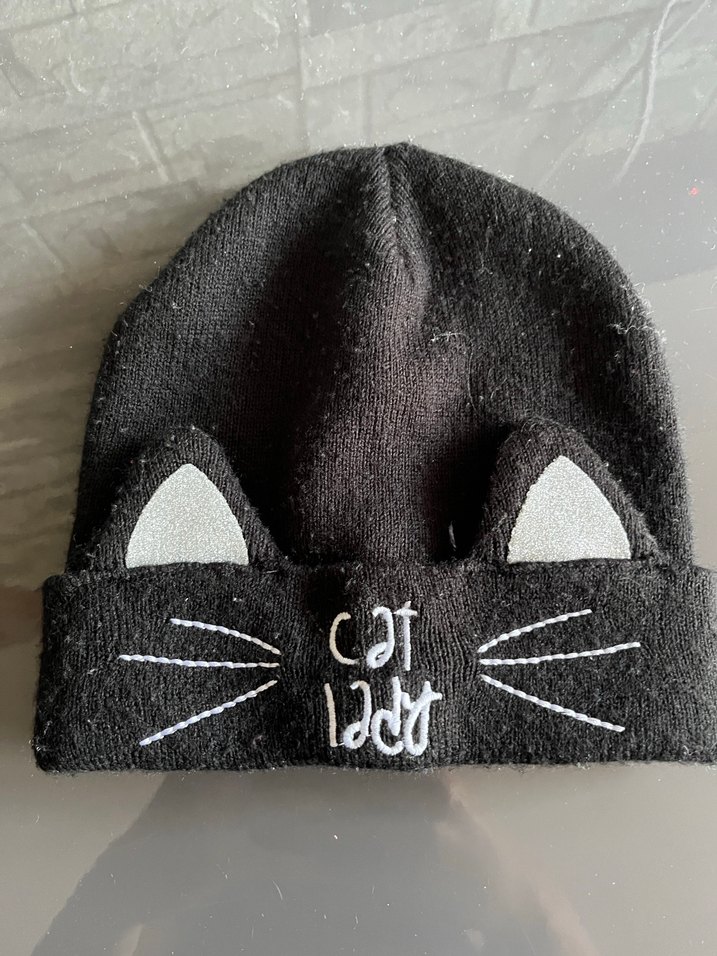 Kedi Desenli Gri Örgü Kadın Bere - Görsel 2