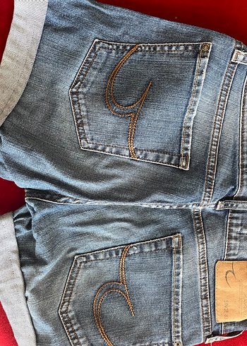 Gri Mini Denim Kadın Şort - Görsel 6