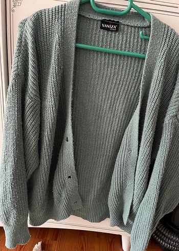 Düğmeli su yeşili Kadın Hırka - Görsel 5