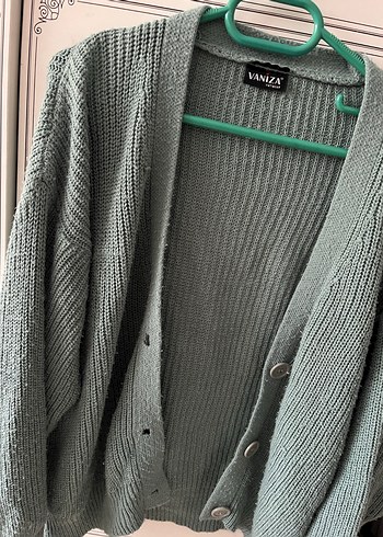 Düğmeli su yeşili Kadın Hırka - Görsel 6