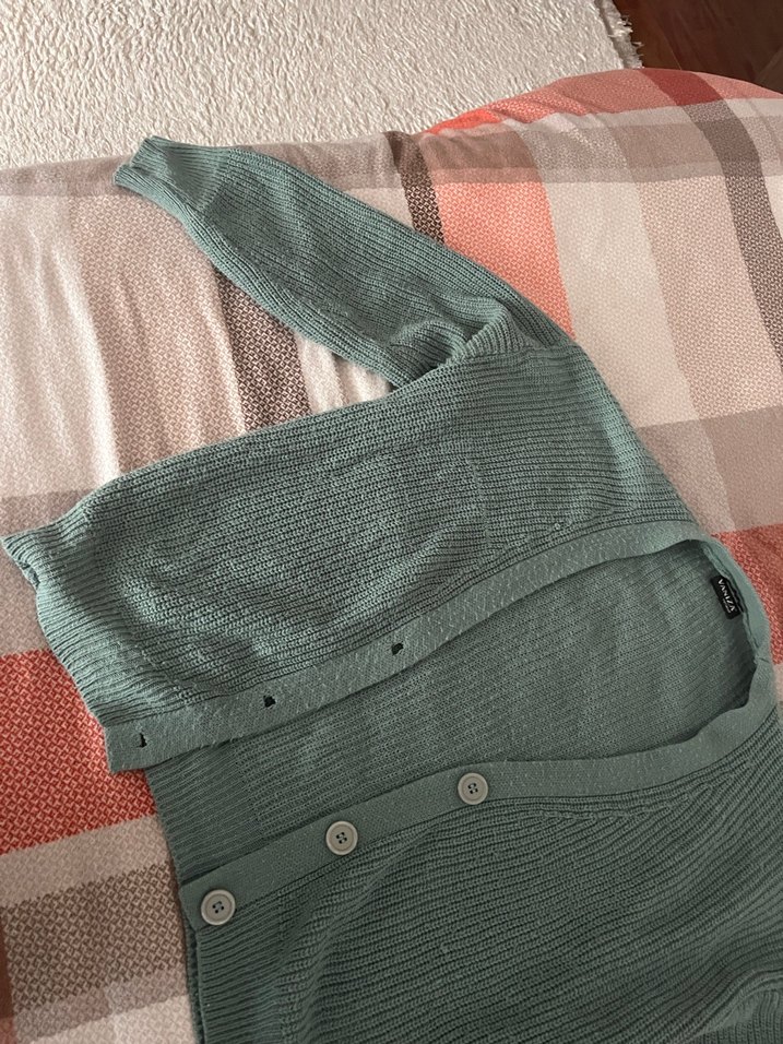 Düğmeli su yeşili Kadın Hırka - Görsel 2