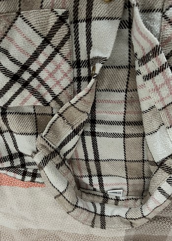 Kız çocuk Bej Ekose Düğmeli Gömlek - Görsel 5