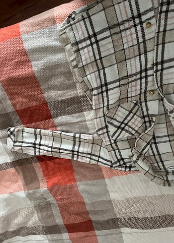 Kız çocuk Bej Ekose Düğmeli Gömlek - Görsel 3