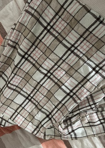 Kız çocuk Bej Ekose Düğmeli Gömlek - Görsel 6