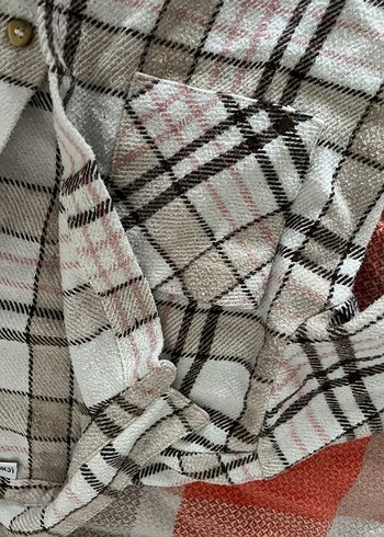 Kız çocuk Bej Ekose Düğmeli Gömlek - Görsel 4