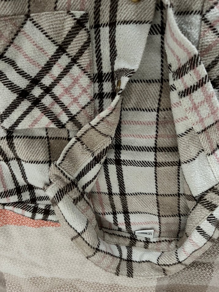 Kız çocuk Bej Ekose Düğmeli Gömlek - Görsel 5