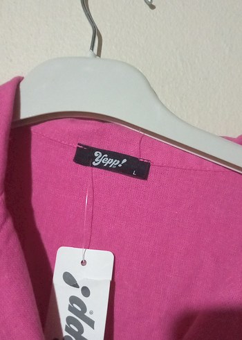 Düğmeli Pembe Keten Kadın Tulum - Görsel 11